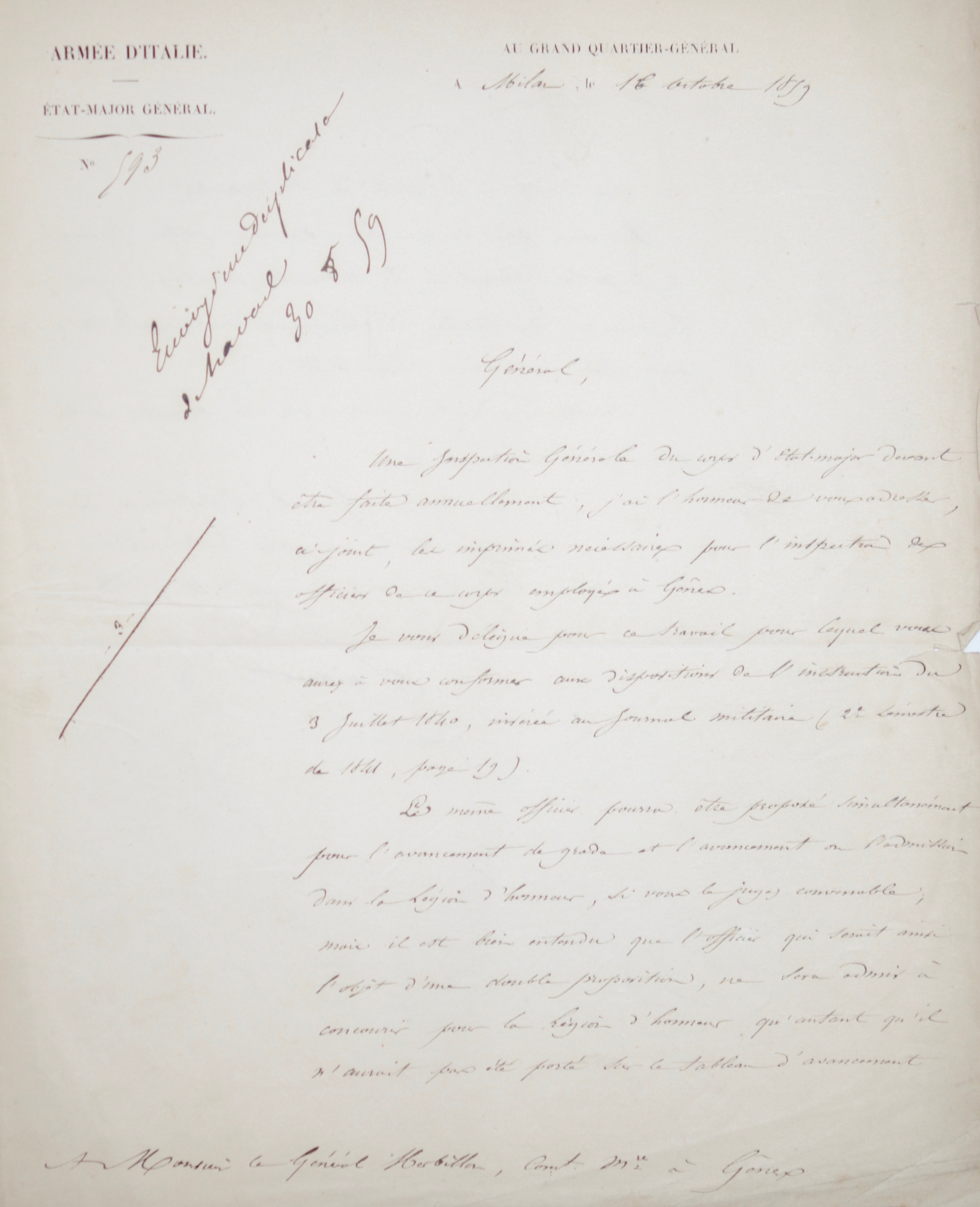 De Milan, le maréchal Vaillant ordonne l’inspection des troupes