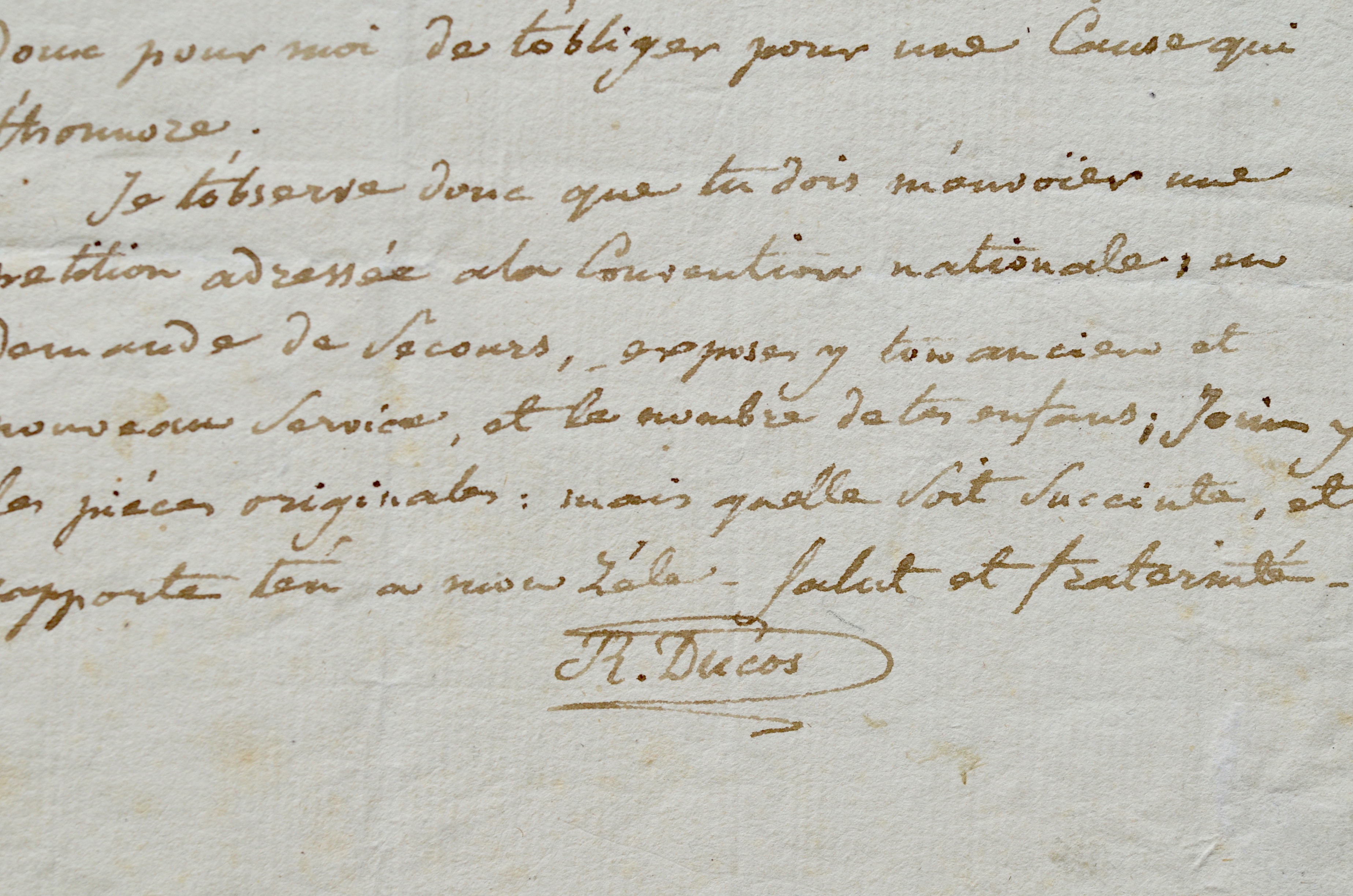 Lettre patriotique de Roger Ducos du 1er thermidor an 2.