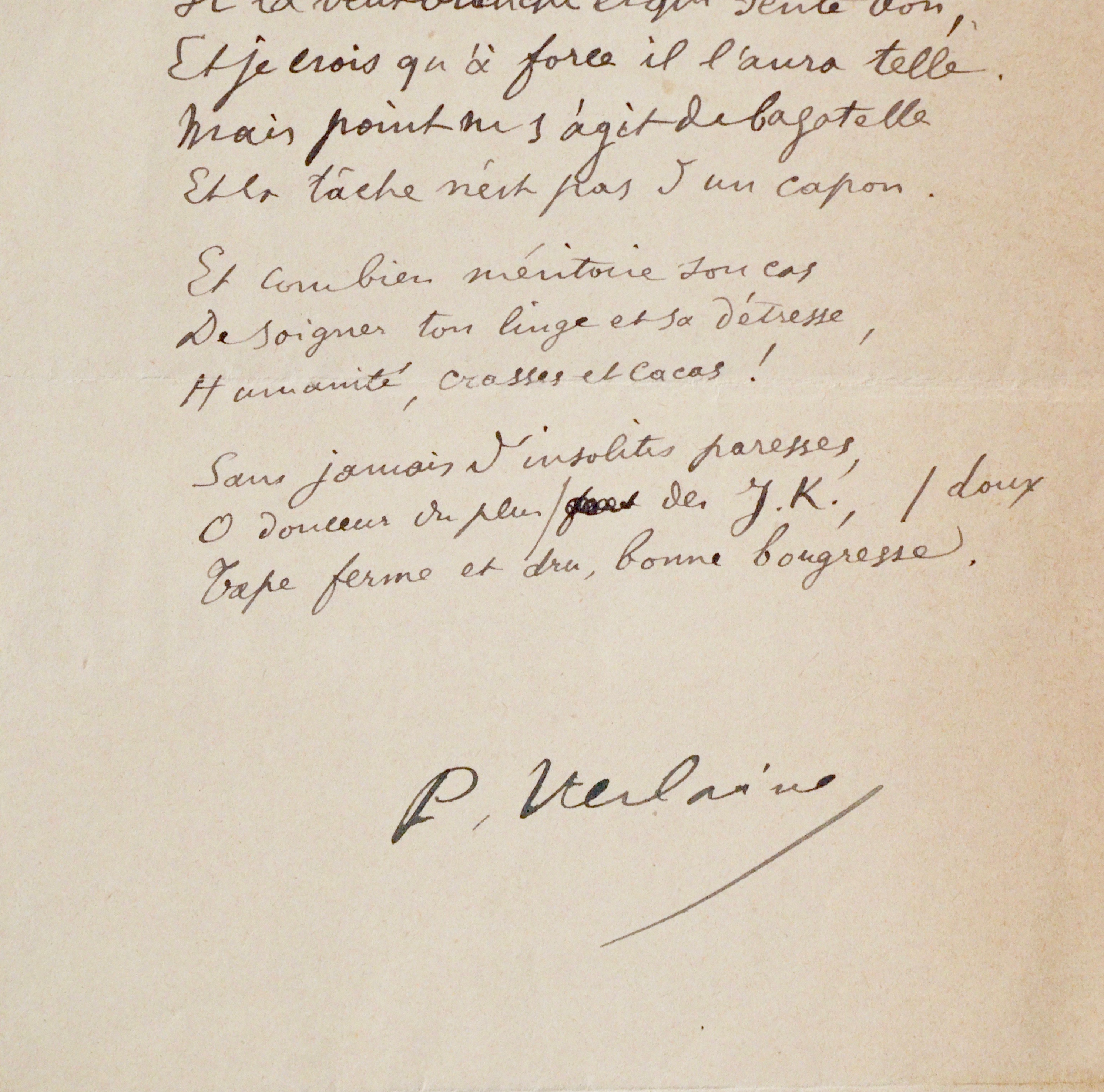 Beau sonnet de Verlaine, dédié à Huysmans