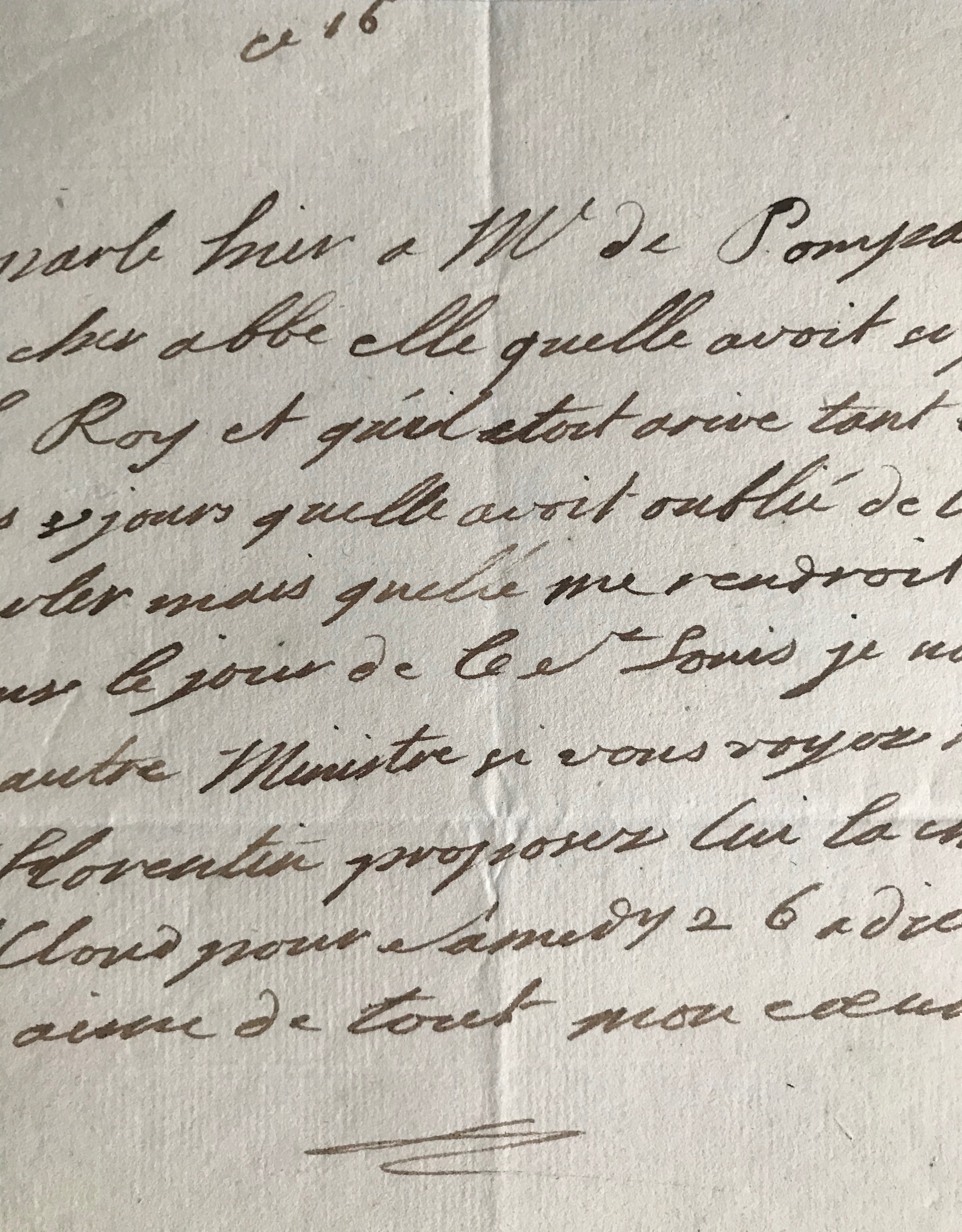 Le duc d’Orléans évoque une entrevue avec Mme de Pompadour