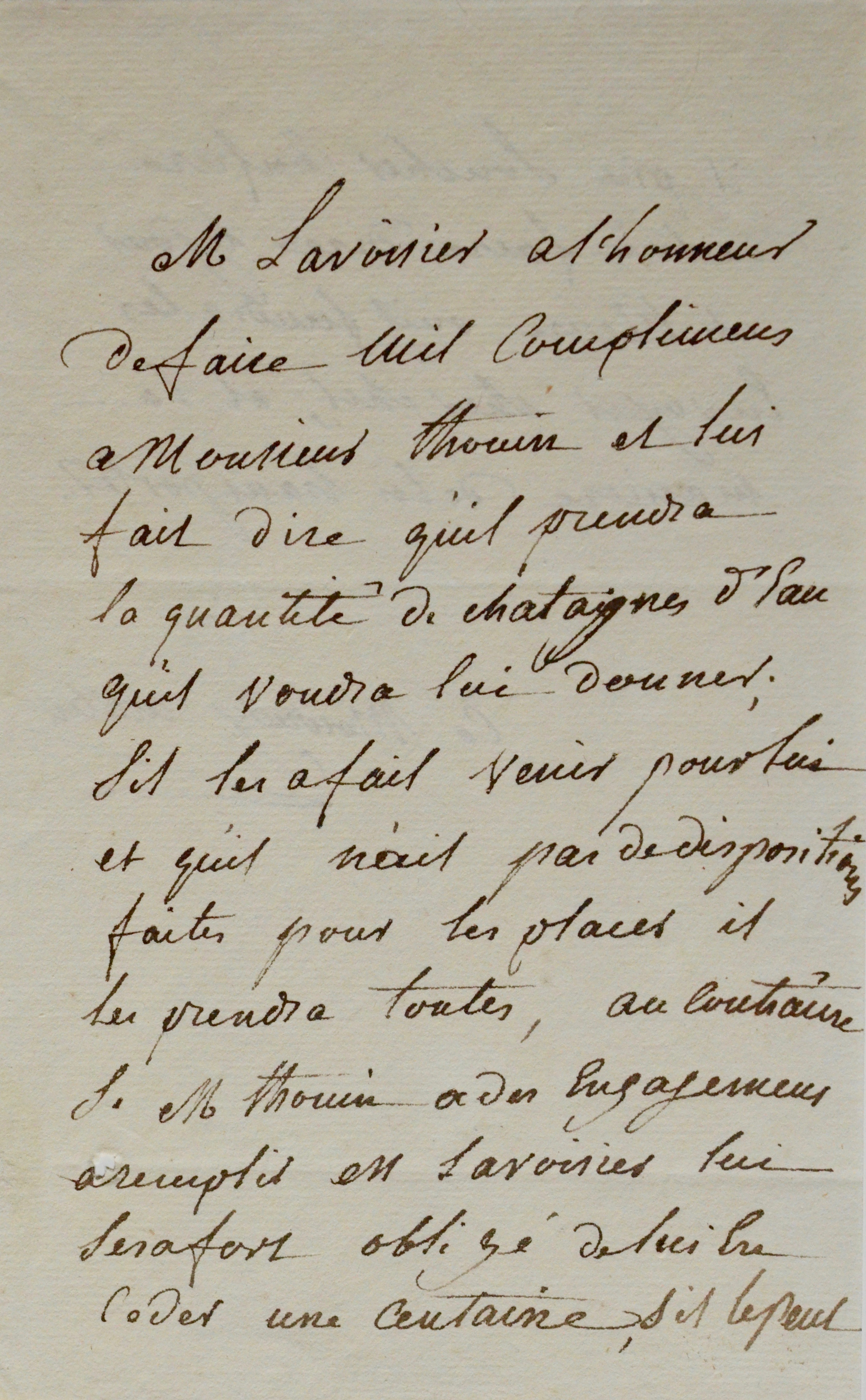 2 lettres de Lavoisier à André Thouin, écrites par son épouse
