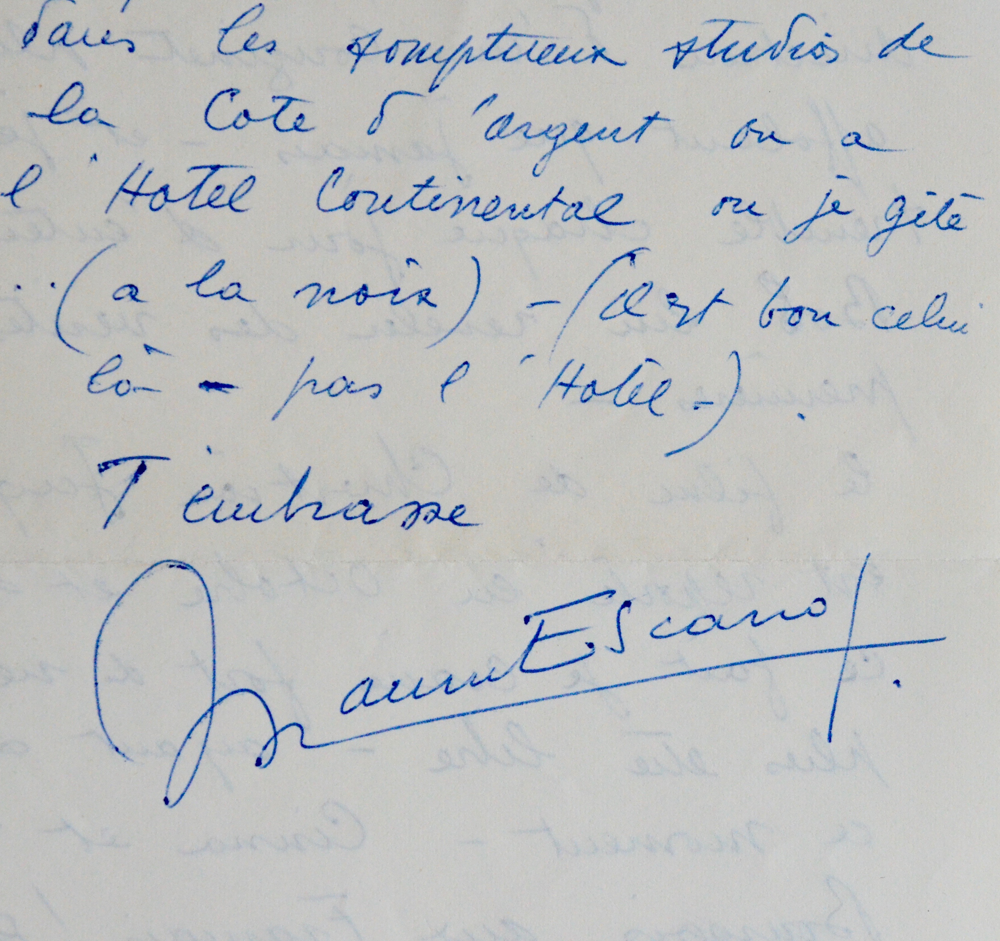 Lettre de Maurice Escande à Hélène Midoux « Merveille de ma vie »