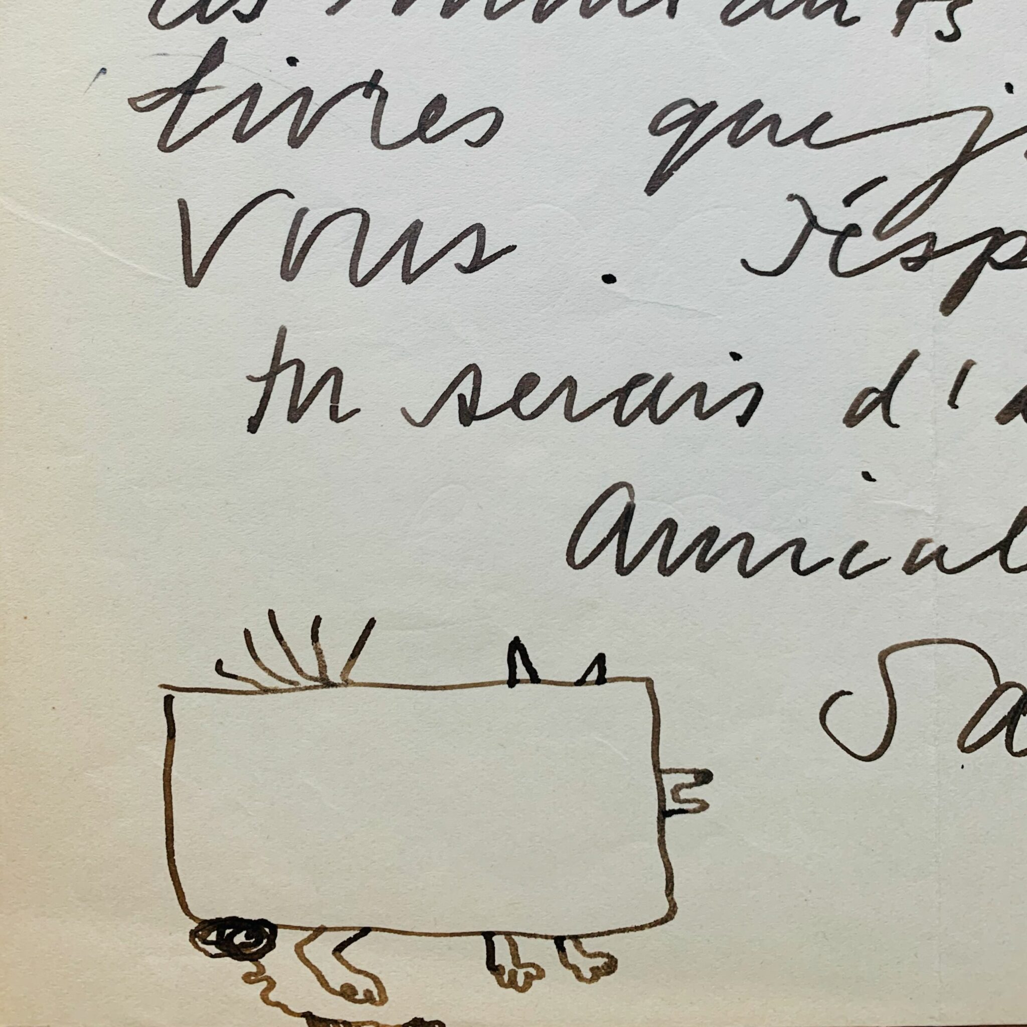 Lettre illustrée de Calder à propos d’une dette pour dix gouaches