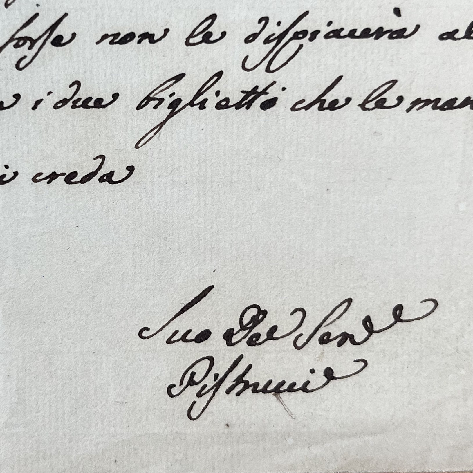 Lettre peu commune du poète italien Filippo Pistrucci