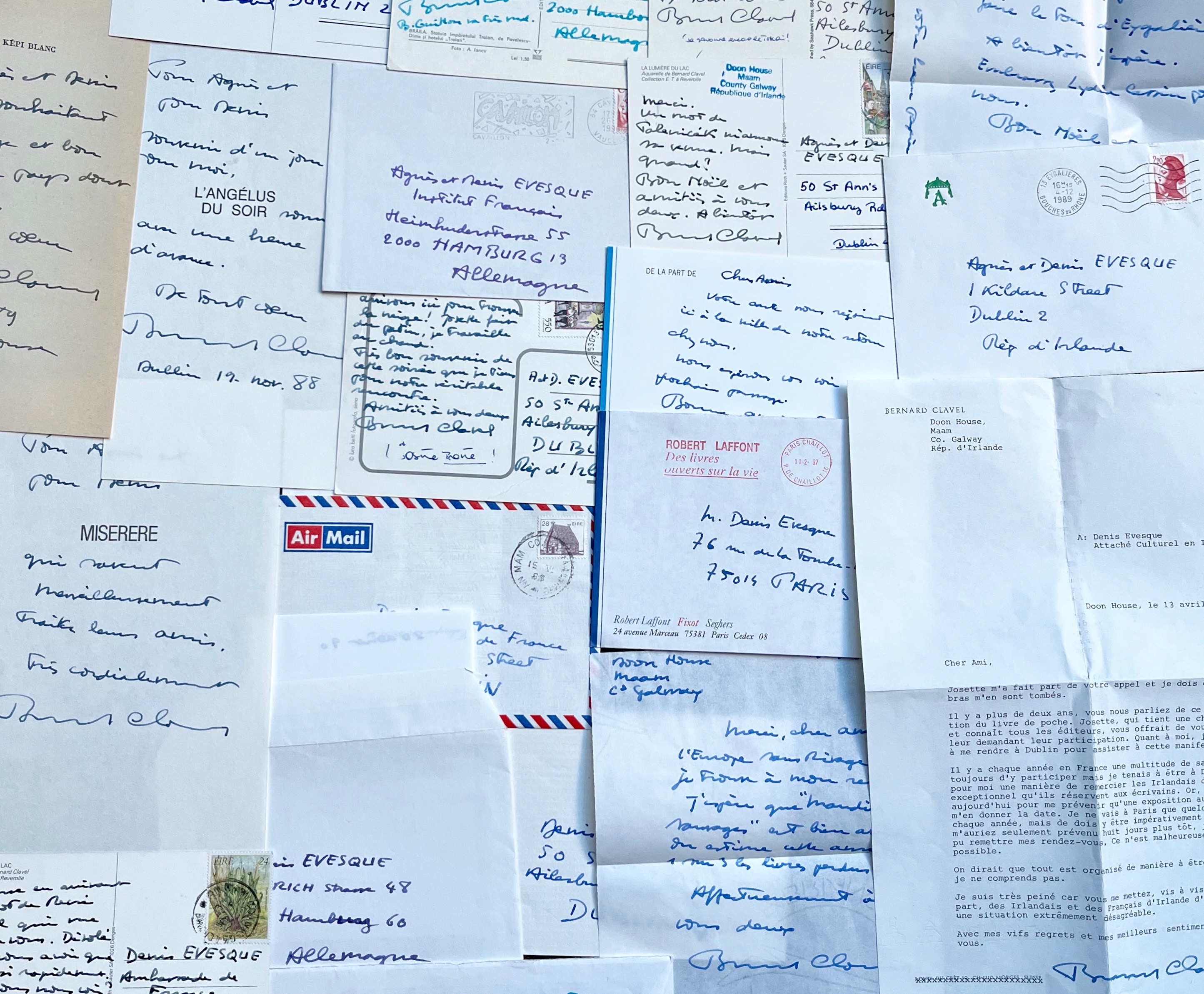 Correspondance amicale et littéraire de 20 lettres de Bernard Clavel