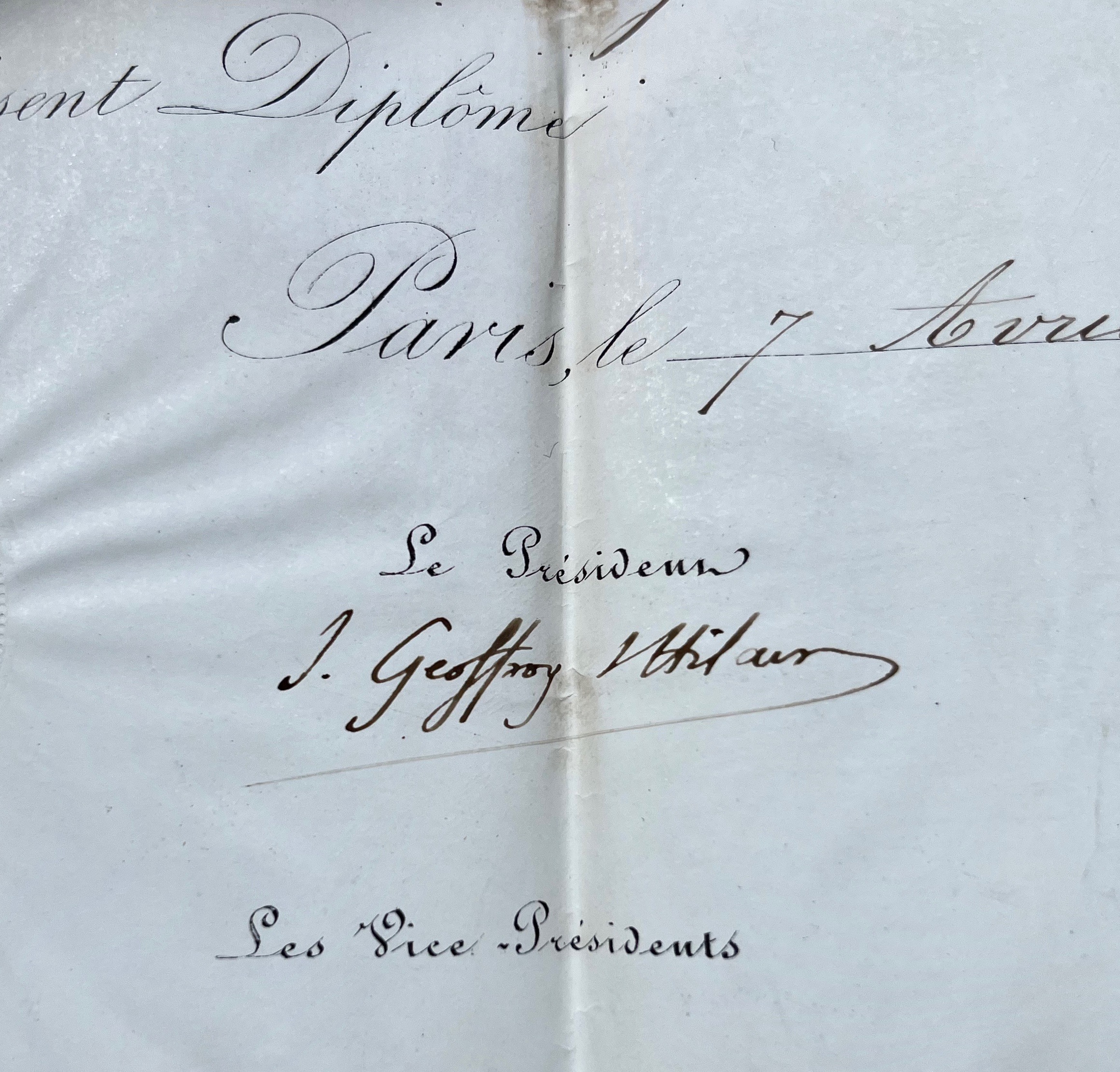 Diplôme de la Société Zoologique d’Acclimatation décerné à l’agronome Léonce Guilhaud de Lavergne (1854)