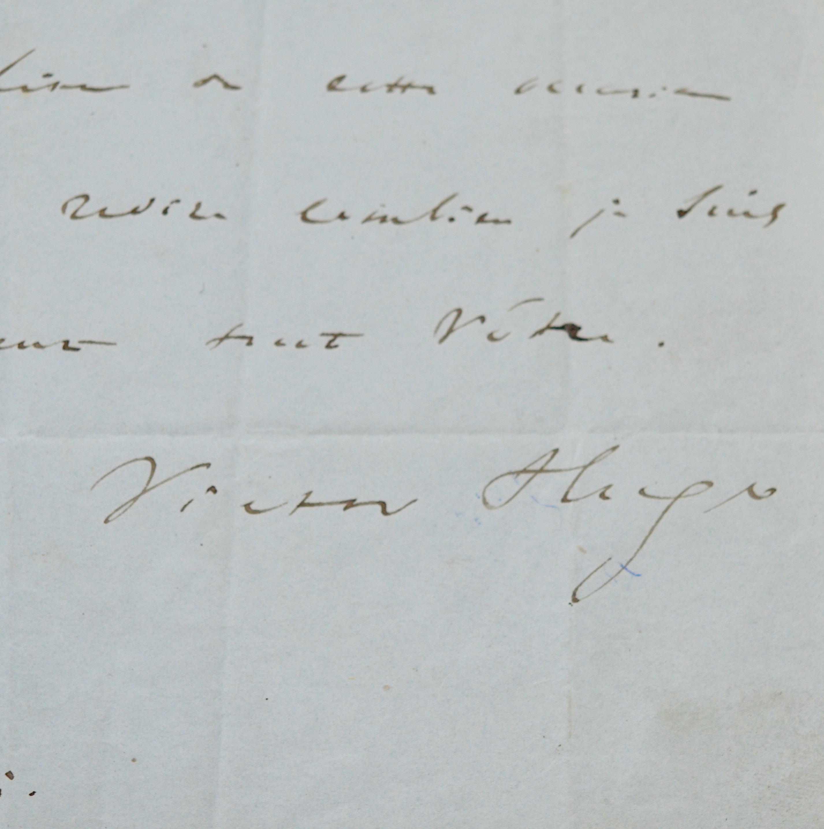 Lettre de Victor Hugo adressée au président De Belleyme