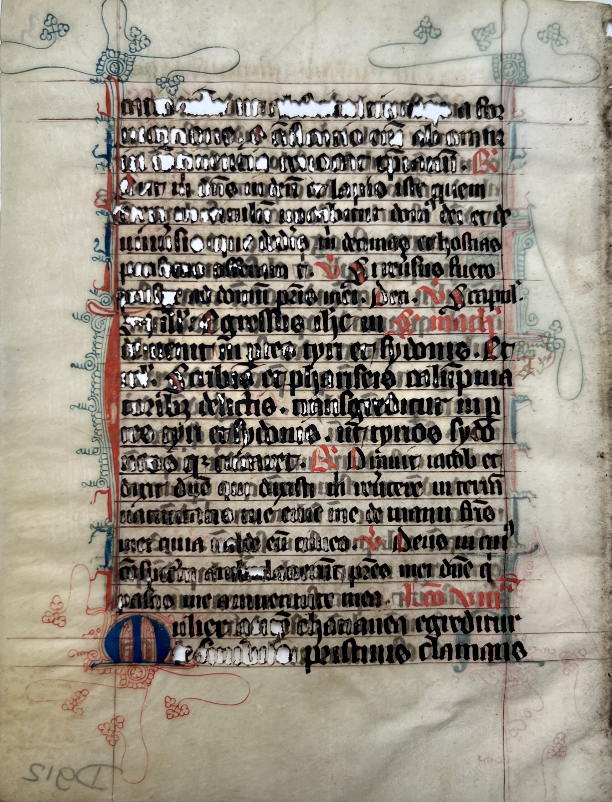 Feuillet de bréviaire, vers 1300, portant l’office des mâtines du 2e dimanche de Carême