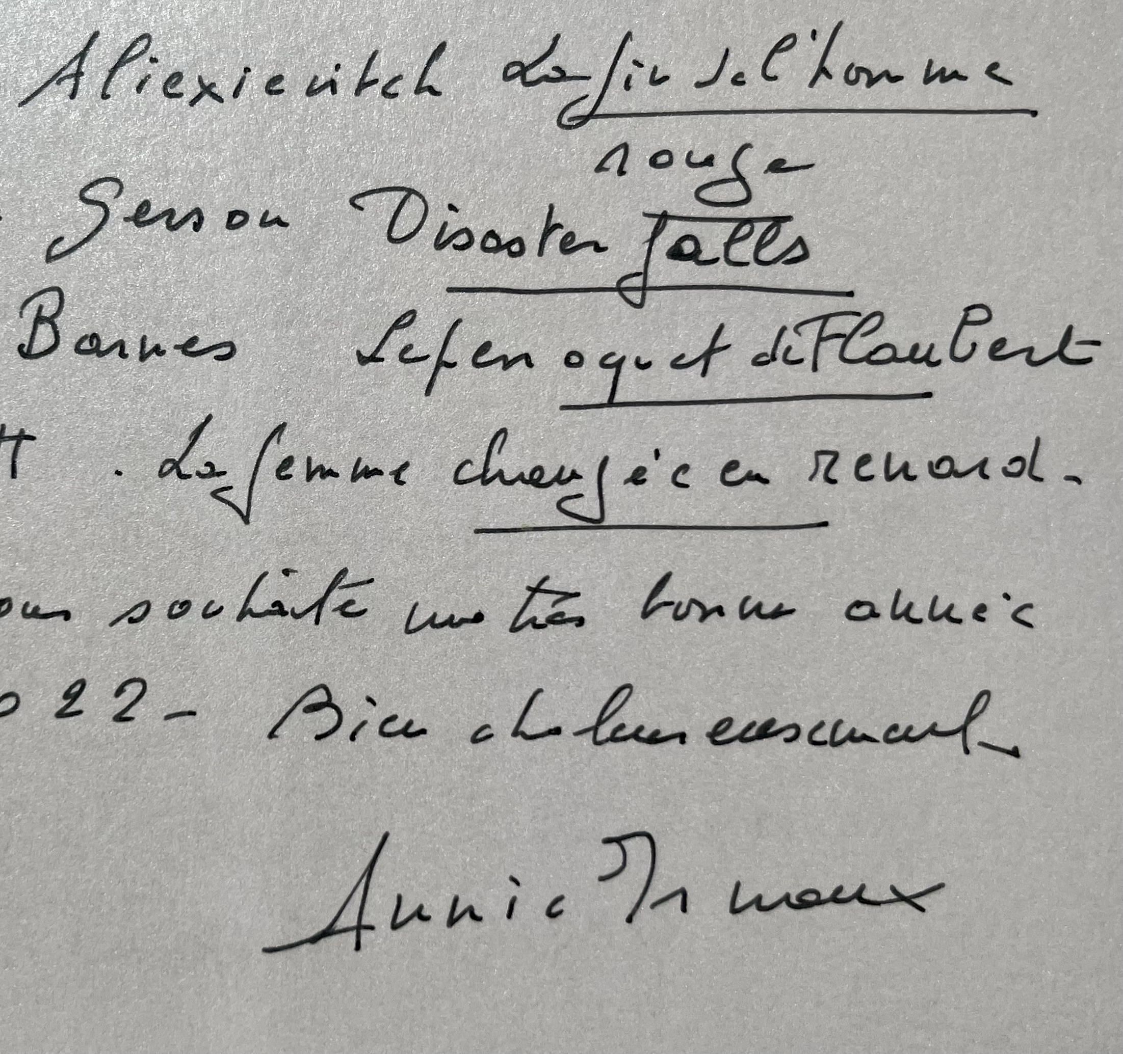 Annie Ernaux donne ses conseils de lecture : Jack London, Buzzati, Alexievitch, Gerson, Barnes…