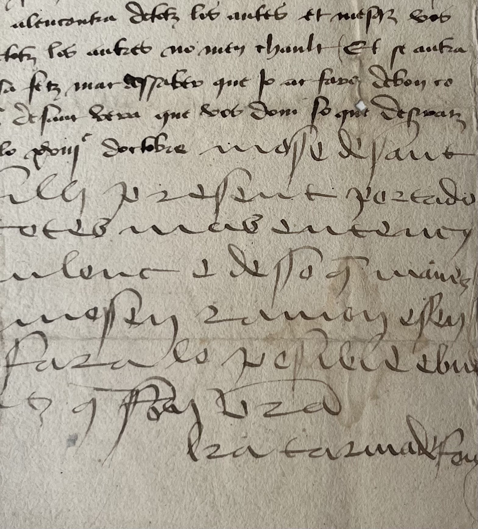 Très rare lettre en partie autographe de Catherine de Foix, comtesse de Candale, écrite vers 1480