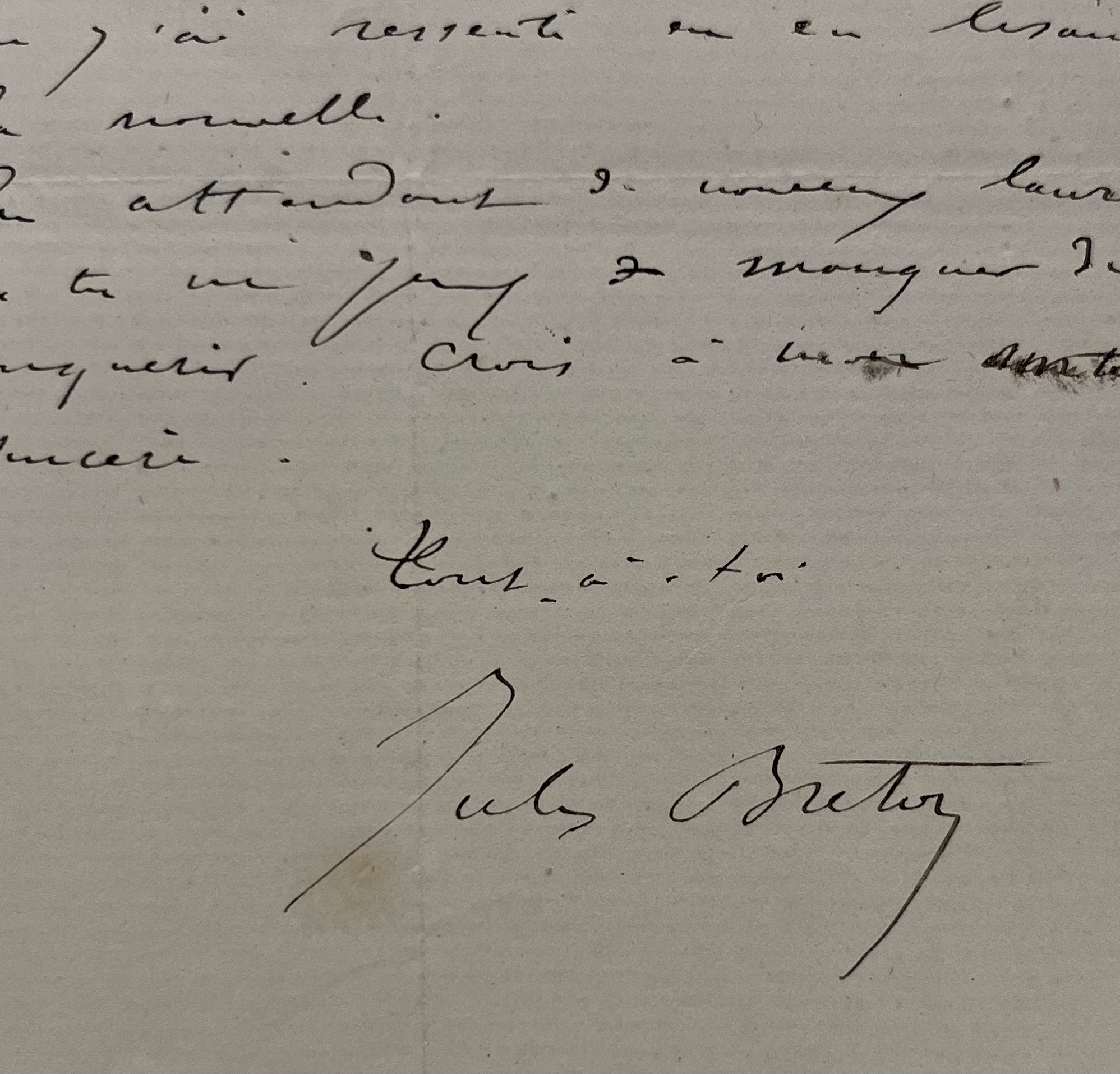 Le peintre Jules Breton félicite son grand ami Jean-Baptiste Carpeaux pour sa Légion d’honneur