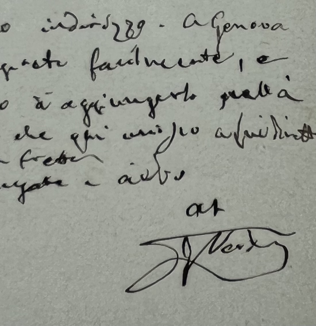 Giuseppe Verdi charge Giuseppe De Amicis de transmettre une lettre au sénateur Ricardo Secondi