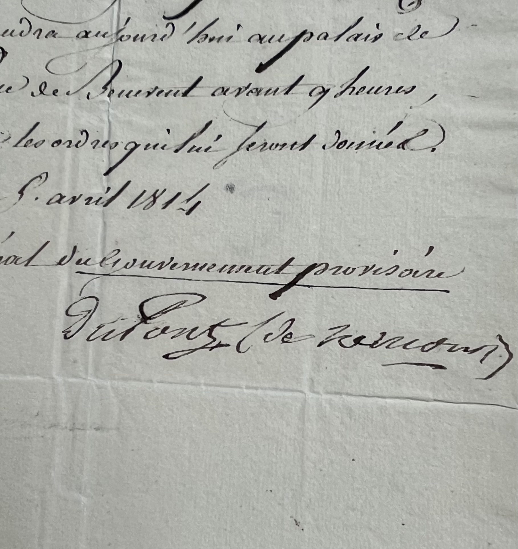 Du Pont de Nemours convoque Demersan chez Talleyrand, au lendemain de la déchéance de Napoléon