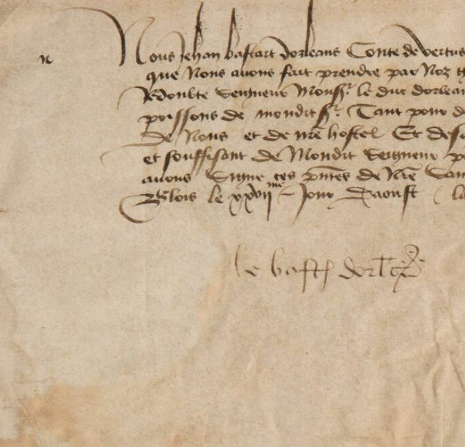 Rare parchemin signé par Jean de Dunois, le compagnon d’armes de Jeanne d’Arc