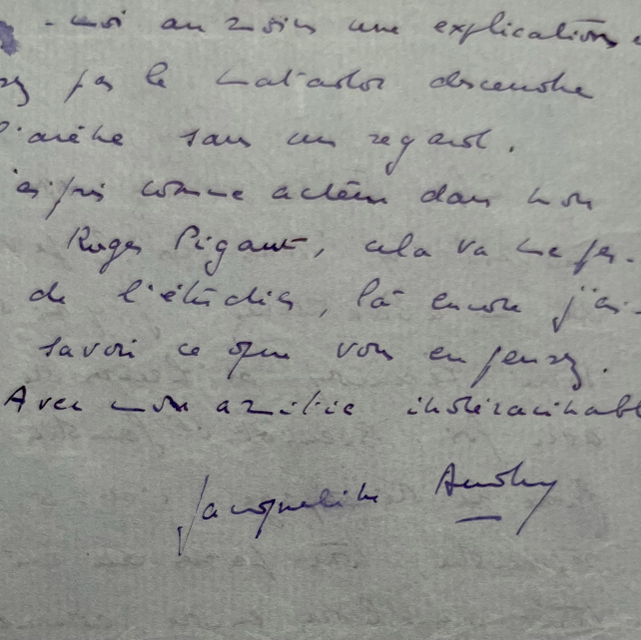 Belle et rare lettre de la cinéaste Jacqueline Audry à Jean-Paul Sartre, au sujet de l’adaptation de Huis Clos