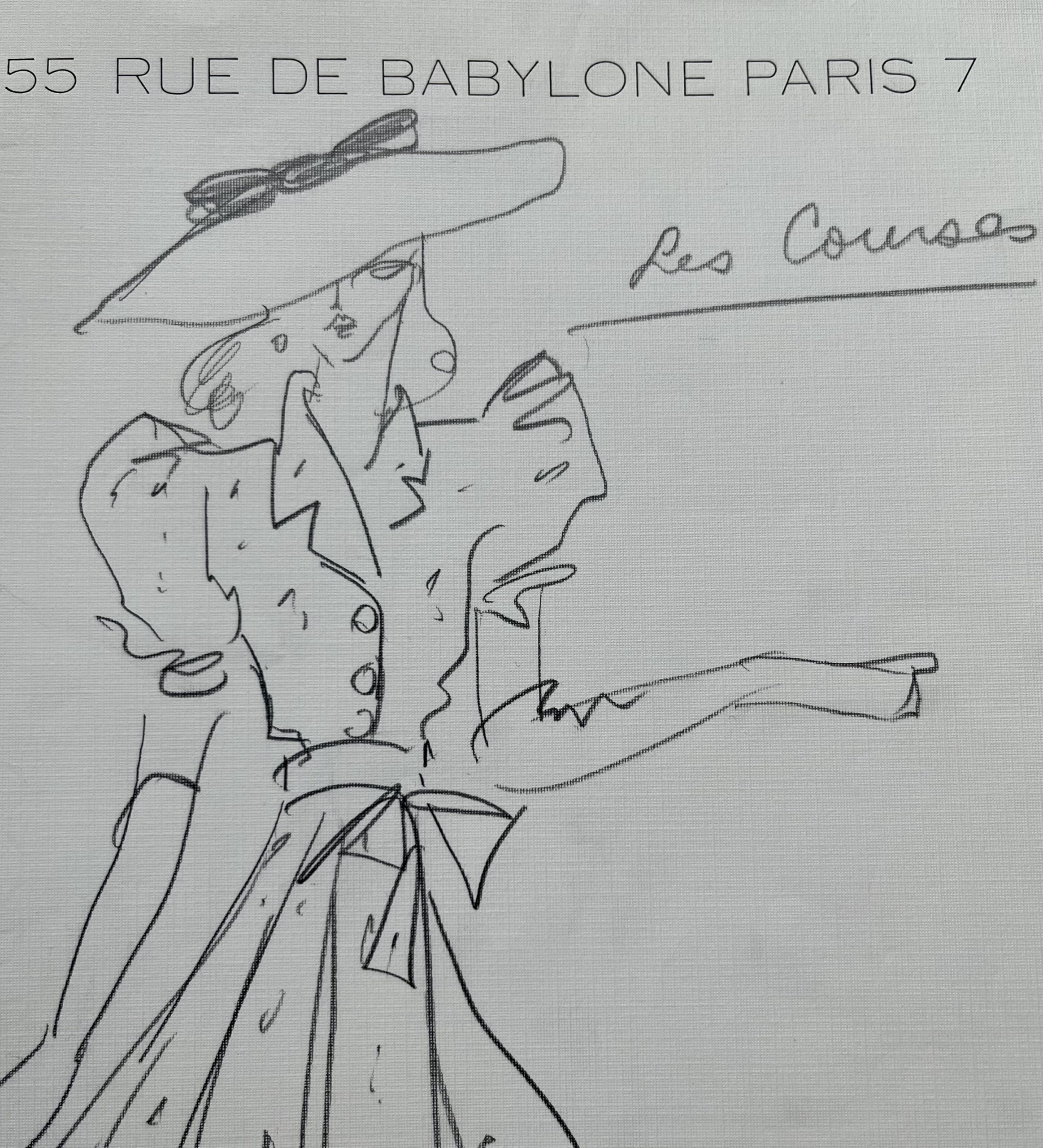 Très beau dessin d’Yves Saint-Laurent figurant une élégante aux courses