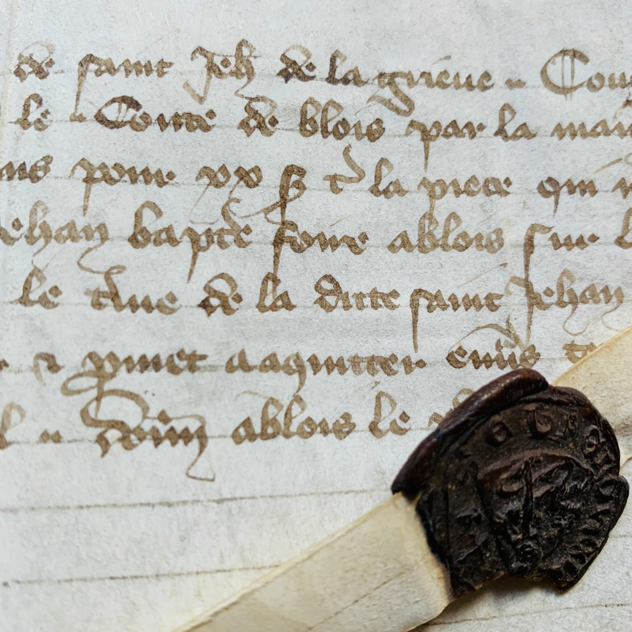 Très jolie charte de 1366 avec son sceau bien préservé, pour le comte de Blois