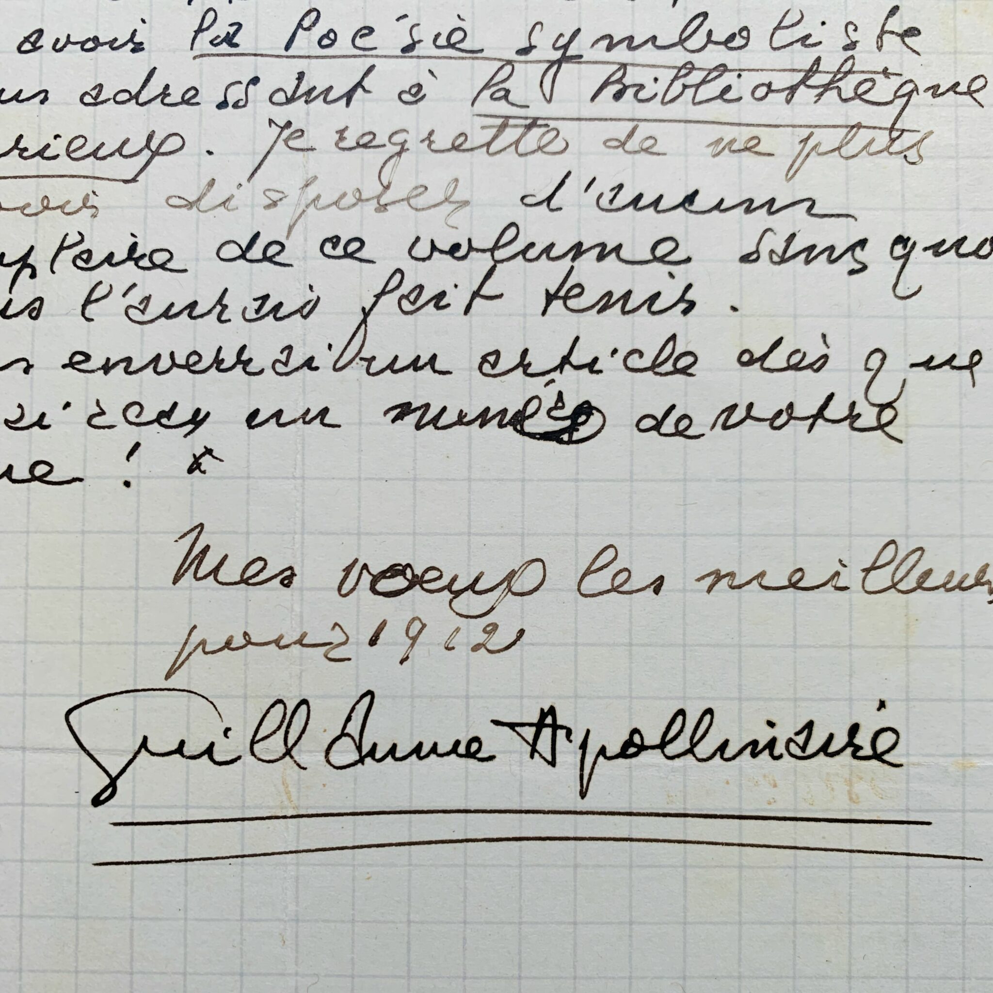 Guillaume Apollinaire ne dispose plus d’aucun exemplaire de La Poésie Symboliste