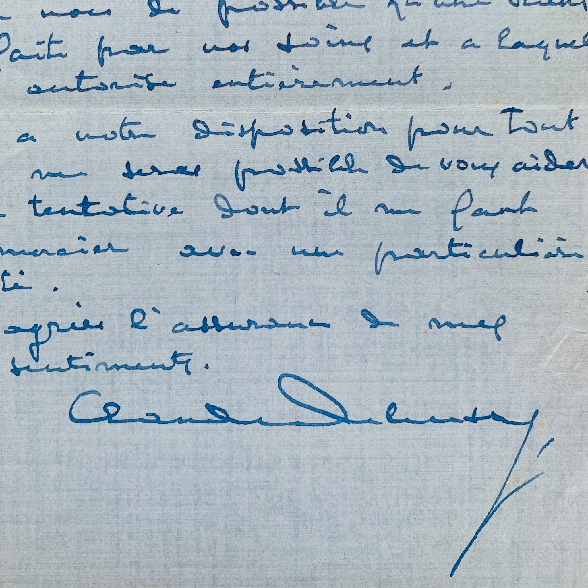 Claude Debussy répond à une proposition de transposition des mélodies des Cinq Poèmes de Baudelaire