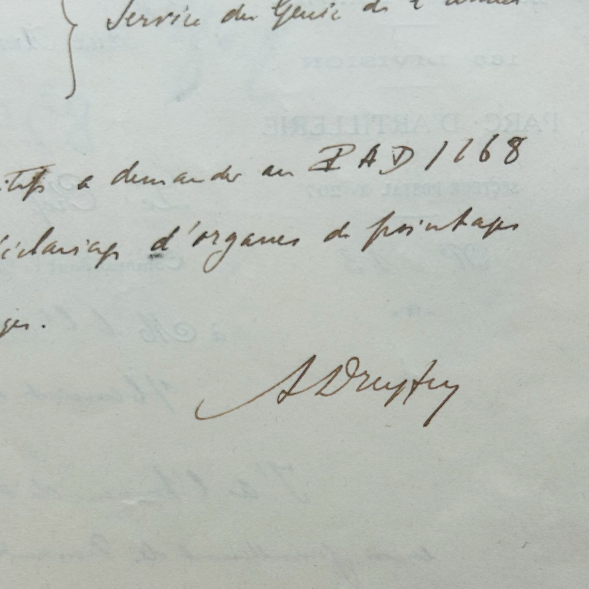 Lettre d’Alfred Dreyfus écrite du front en 1917