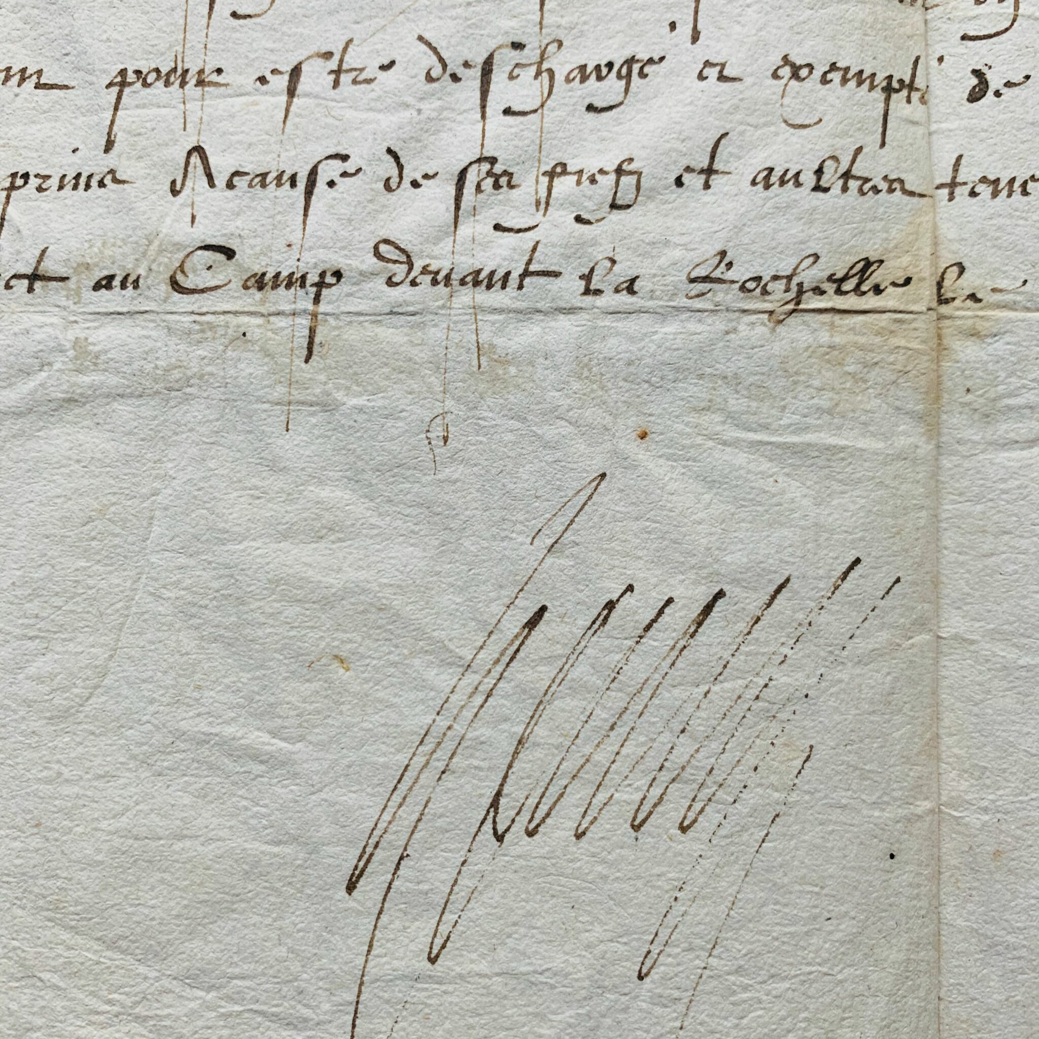 Certificat signé par le duc d’Anjou, futur Henri III, lors du siège de La Rochelle de 1573