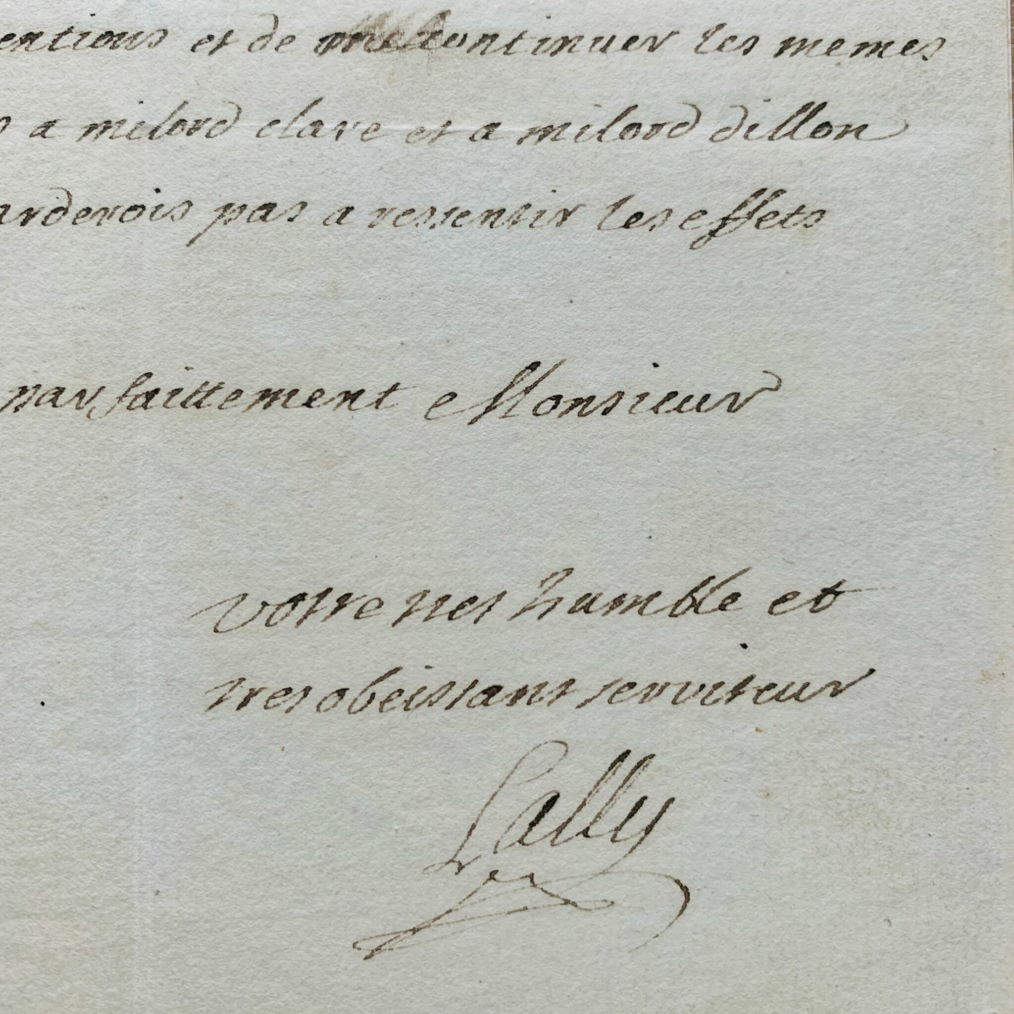 Lettre autographe du futur gouverneur des Indes, Thomas-Arthur de Lally-Tollendal, écrite du camp de Spire