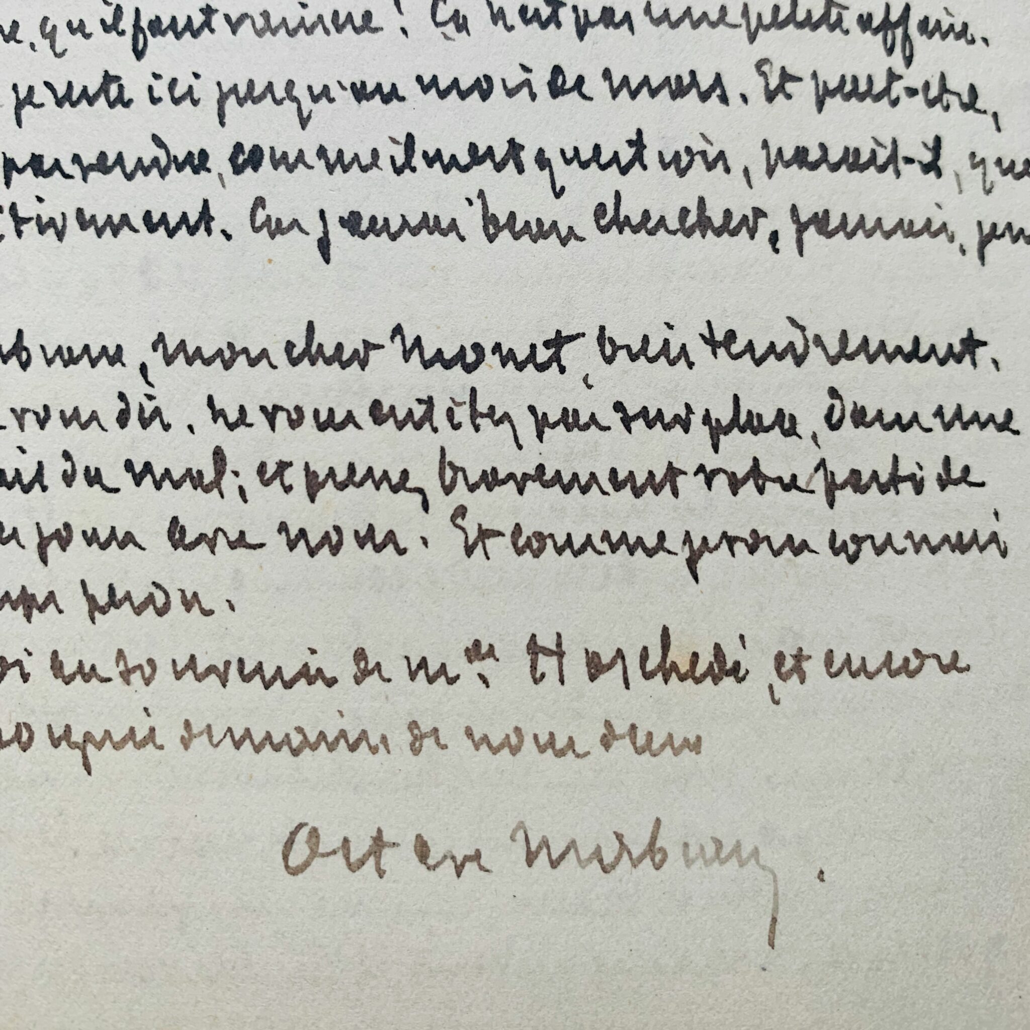 Splendide lettre d’Octave Mirbeau à Claude Monet lui disant toute l’admiration que Rodin lui porte