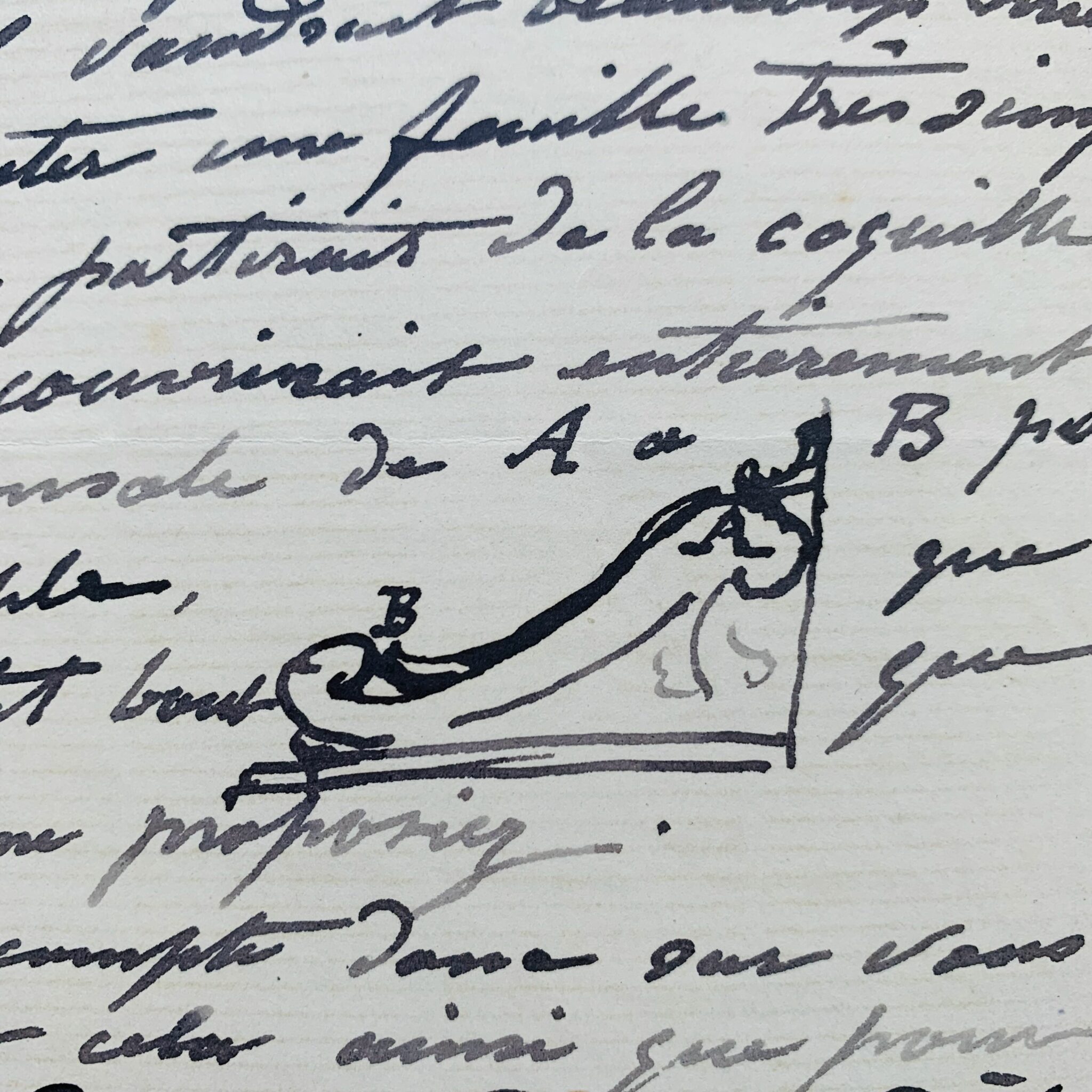 Lettre avec petit croquis de Jules Dalou au sujet de l’ornementation d’une console