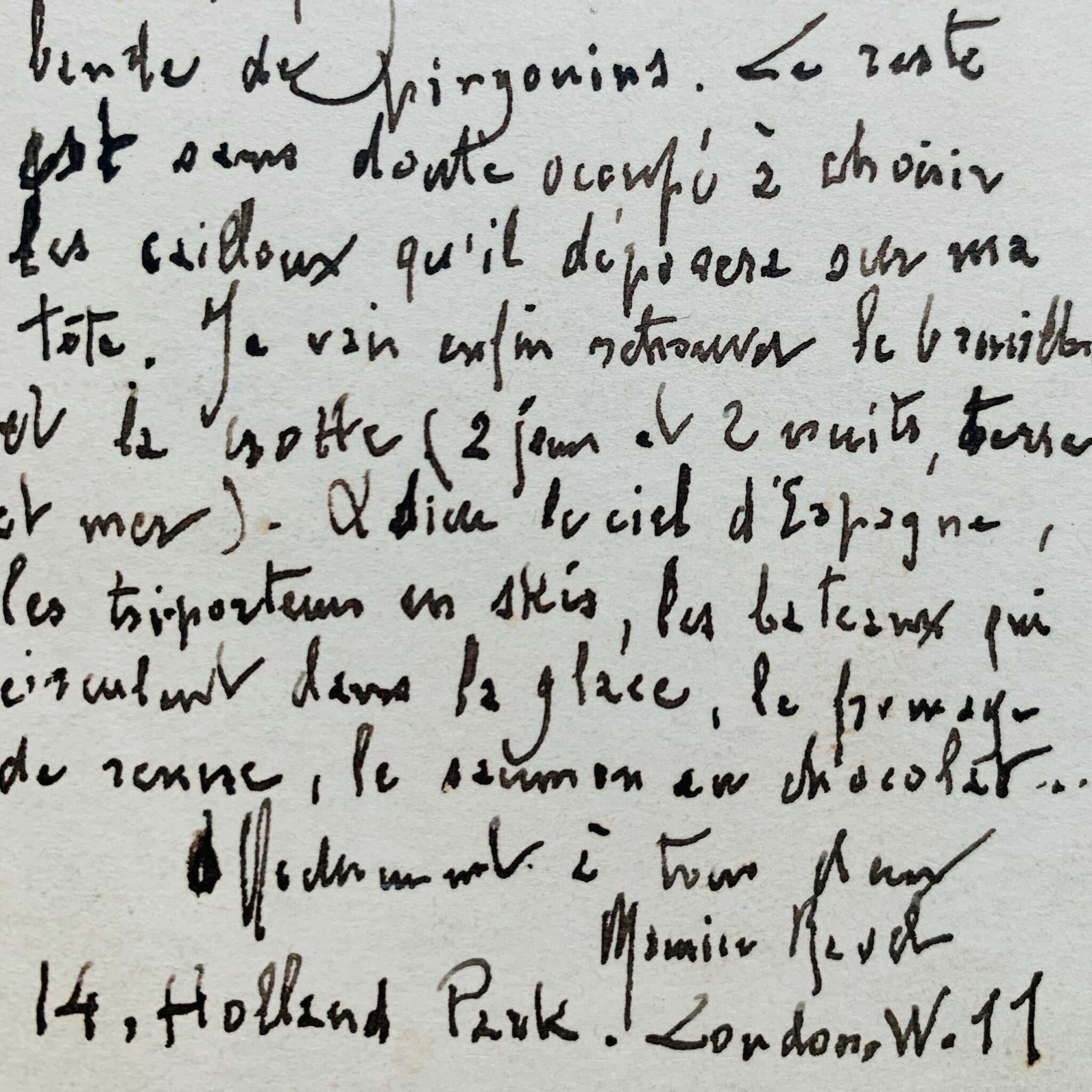 Amusante carte de Ravel à Maurice Delage écrite lors de sa tournée en Suède