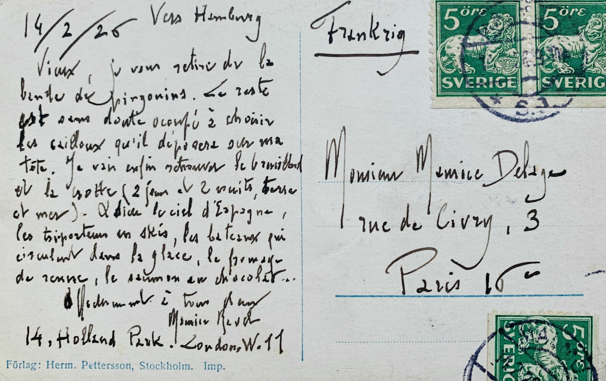 Lettre de Ravel pendant son voyage en Suède 2 - 1