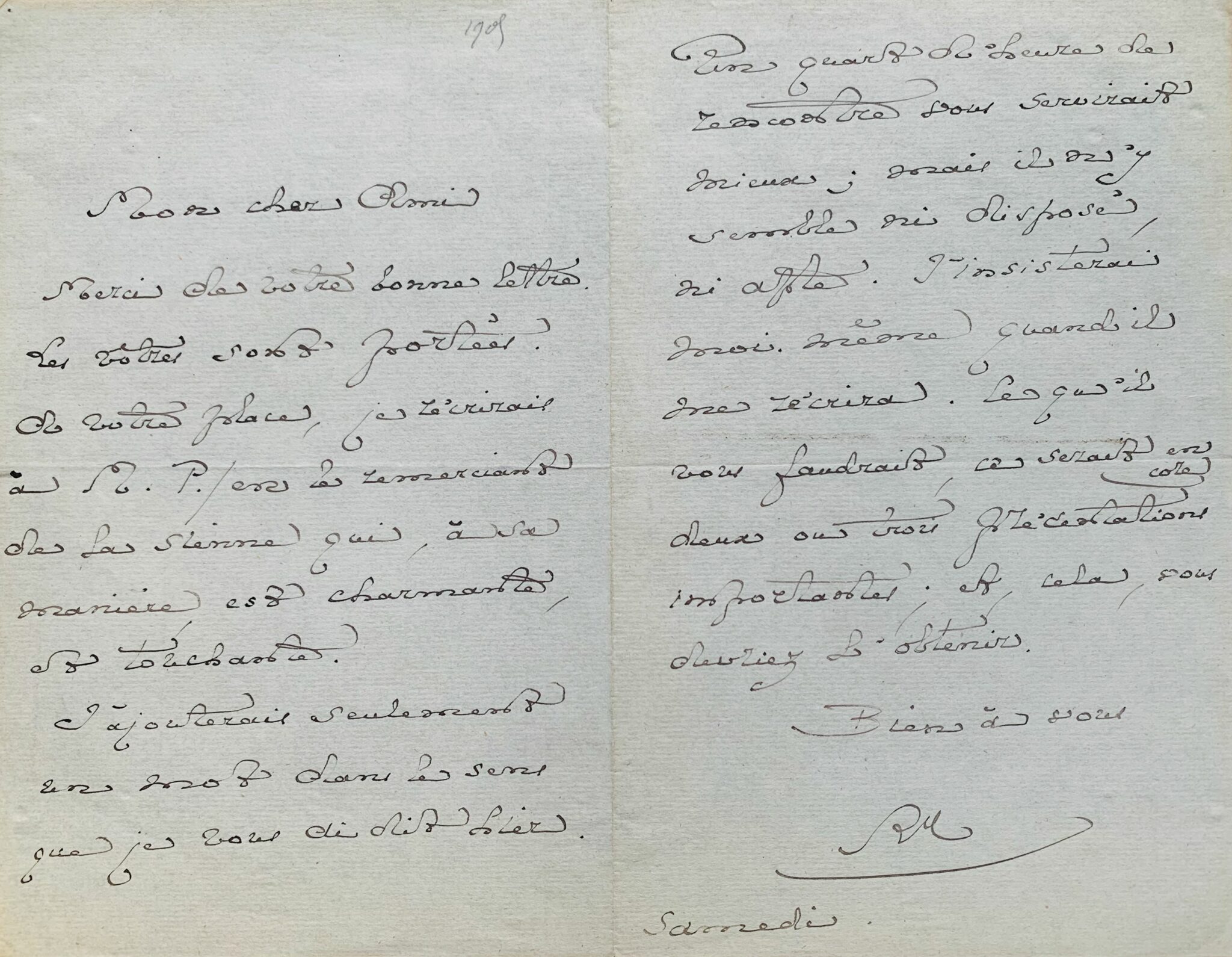 Lettre de Robert de Montesquiou sur Marcel Proust 2 - 1