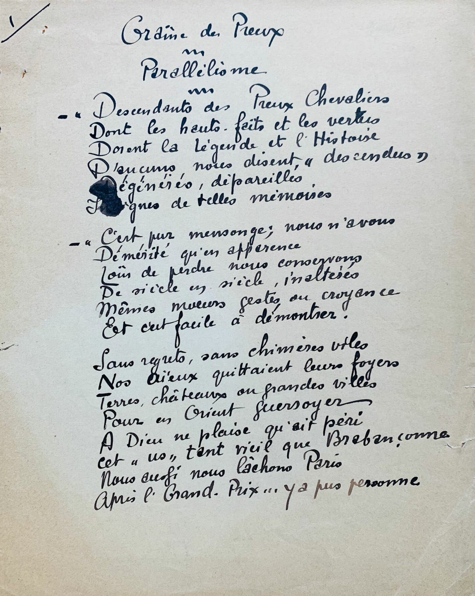 Manuscrit de Graine des Preux de Jehan Rictus 2 - 1