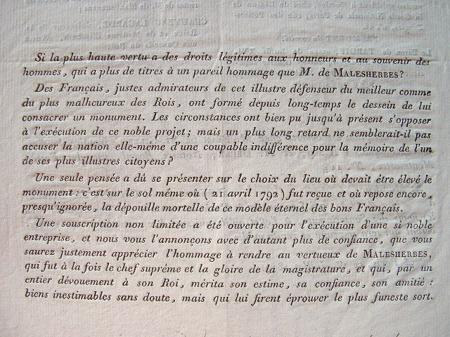 Projet d’un monument à la mémoire de Malesherbes.