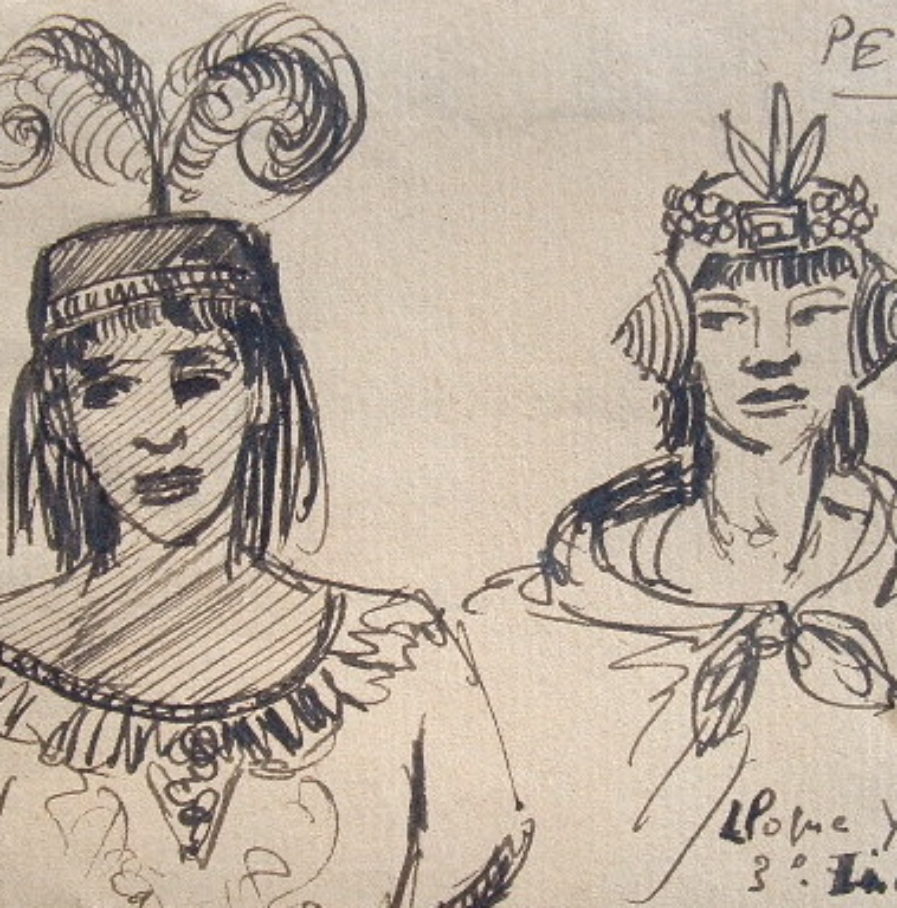 Dessins de rois et reines Incas.