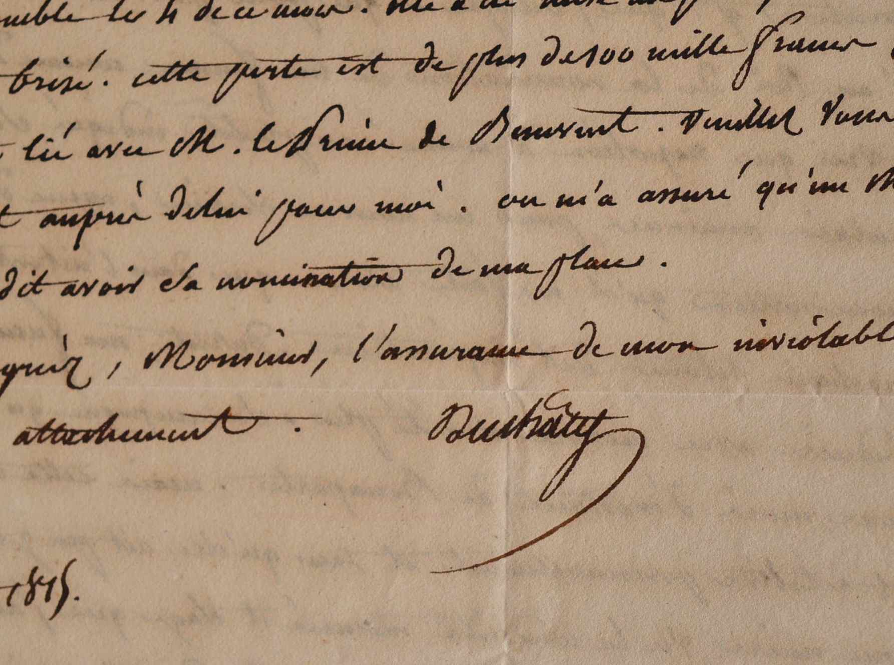 Au moment de la chute de Napoléon, Duchâtel craint son avenir.