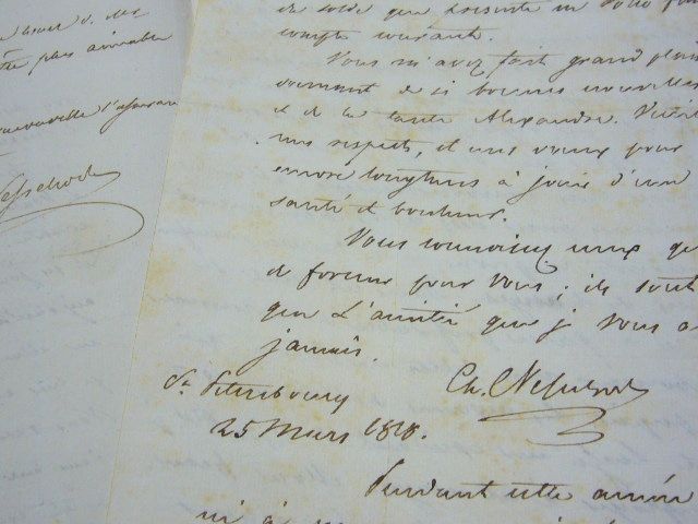 Deux lettres de Nesselrode sur ses affaires d’argent.
