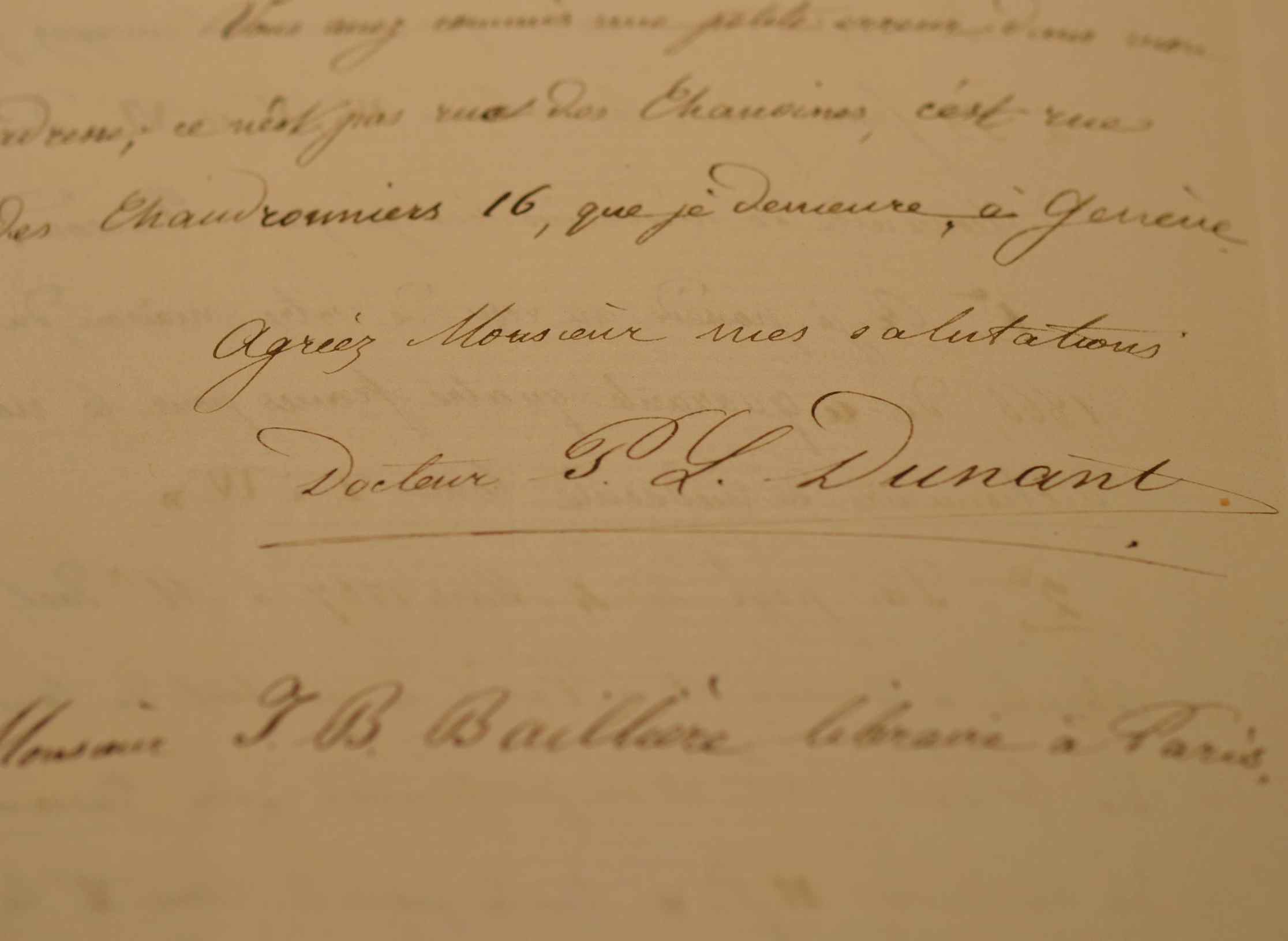 Pierre-Louis Dunant rectifie les comptes pour le Dictionnaire de médecine.