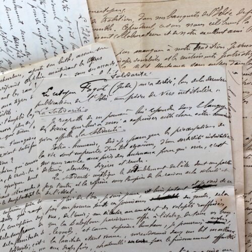 Ensemble de manuscrits du socialiste fondateur des soupes populaires, Ernest Roche.