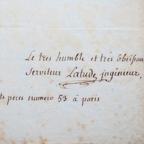 Latude raconte ses déboires au Roi de Prusse.