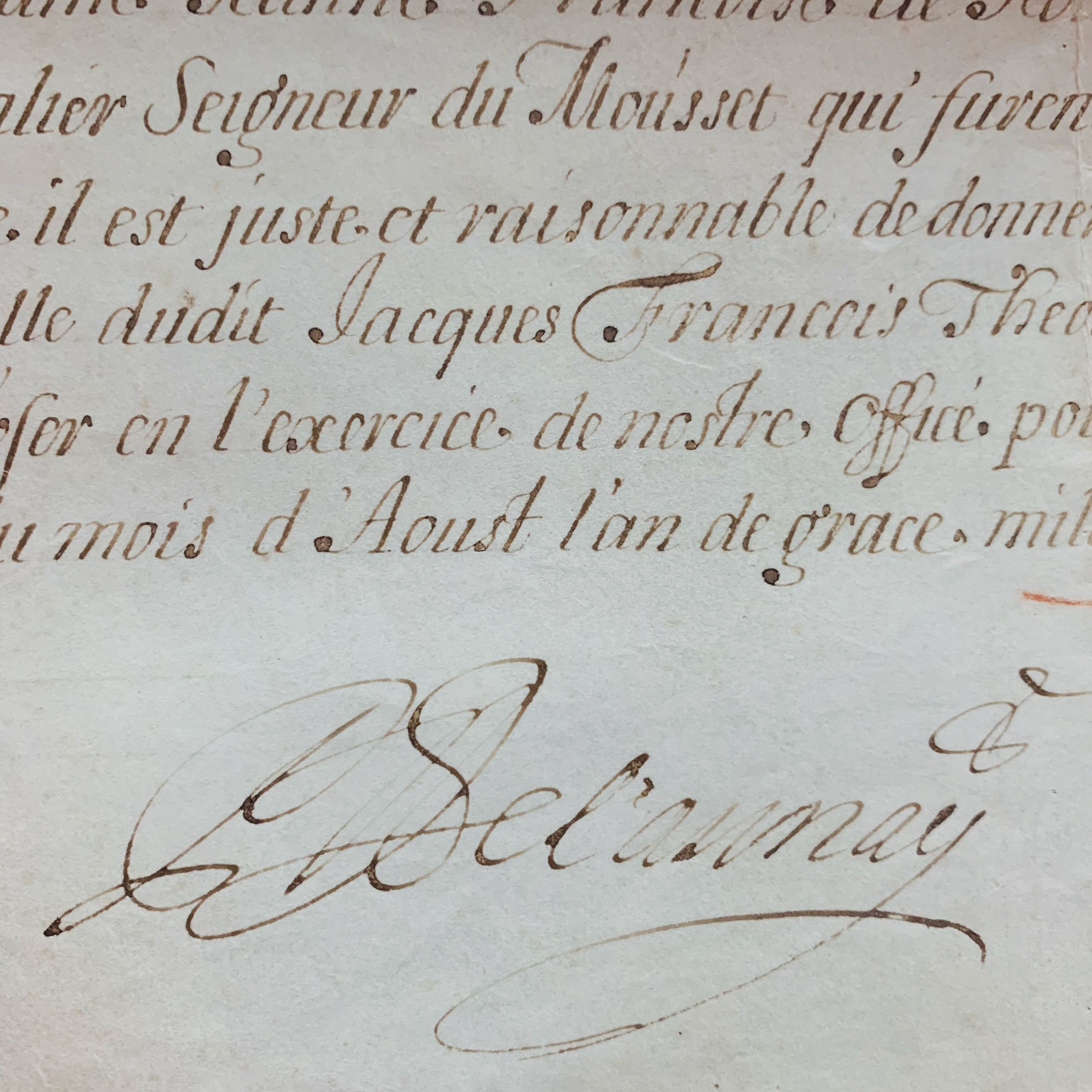 Attestation de noblesse délivrée par le héraut d’armes par Pierre-Albert de Launay.