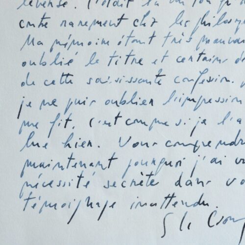 Cioran bouleversé par le récit d'un désespoir.