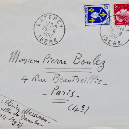 Olivier Messiaen envoie un fragment musical à Pierre Boulez