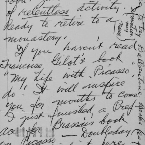 Henry Miller débute la rédaction d'une préface à l'ouvrage de Brassai sur Picasso.