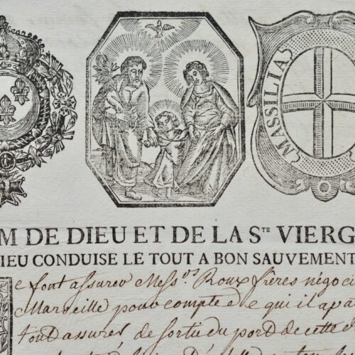 Spectaculaire contrat d'assurance maritime du XVIIIe siècle