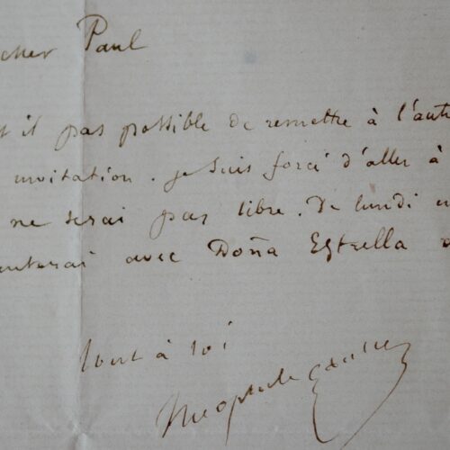 Lettre de Théophile Gautier à Paul Meurice