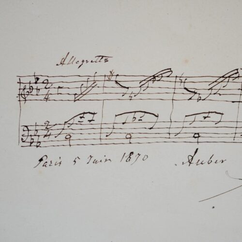 Petit manuscrit musical d'Auber, daté de 1870