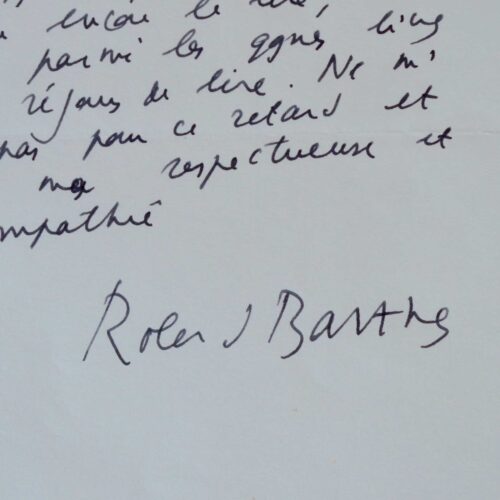 Roland Barthes remercie Madeleine Chapsal pour son livre