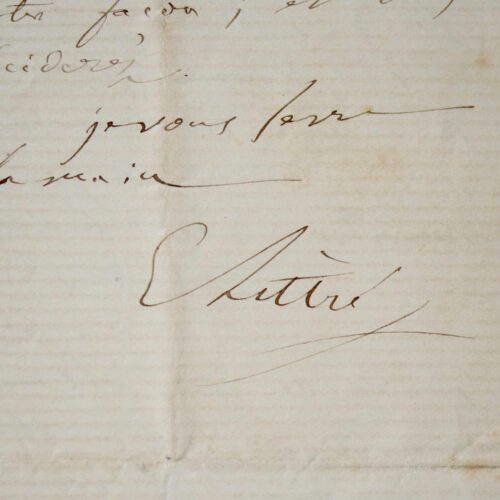 Importante correspondance d'Émile Littré, sur une période de 14 ans