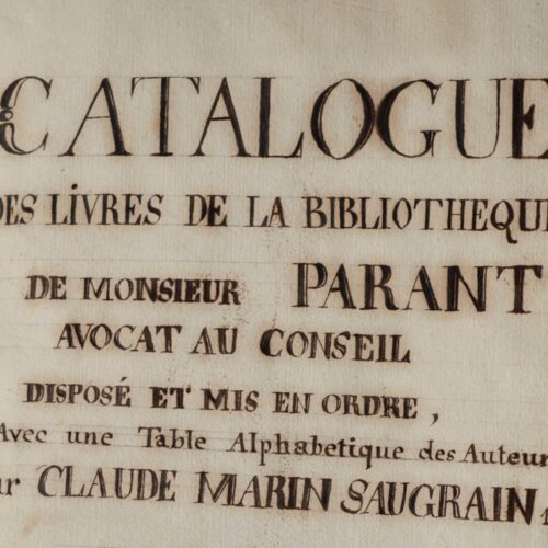 Inventaire manuscrit de bibliothèque par Claude Marin Saugrain le Jeune