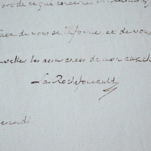Deux lettres de Louis Alexandre de La Rochefoucauld à Antoine-Laurent de Jussieu